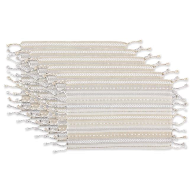 Natural Beige and White Cotton Striped Placemats Set of 6