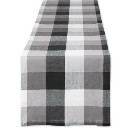 DII Tri-Color Checkered Cotton Table Runner, Black, 14"W x 108"L