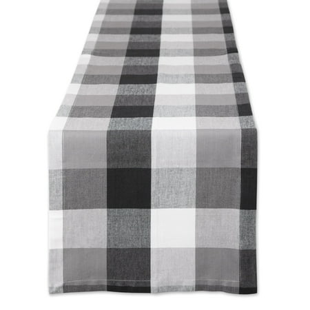 DII Tri-Color Checkered Cotton Table Runner, Black, 14"W x 72"L