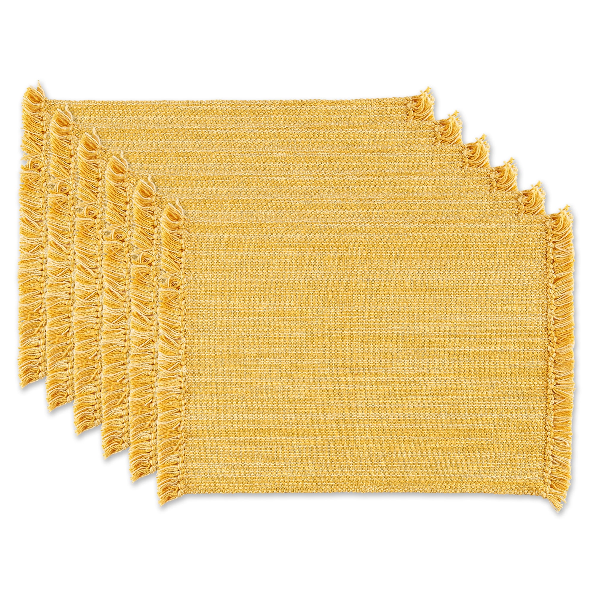 Apricot Cotton Fringe Rectangular Placemats Set of 6