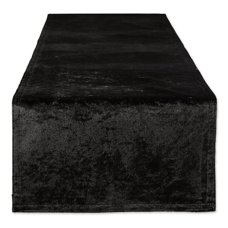 DII Black Velvet Fabric Table Runner 14x108