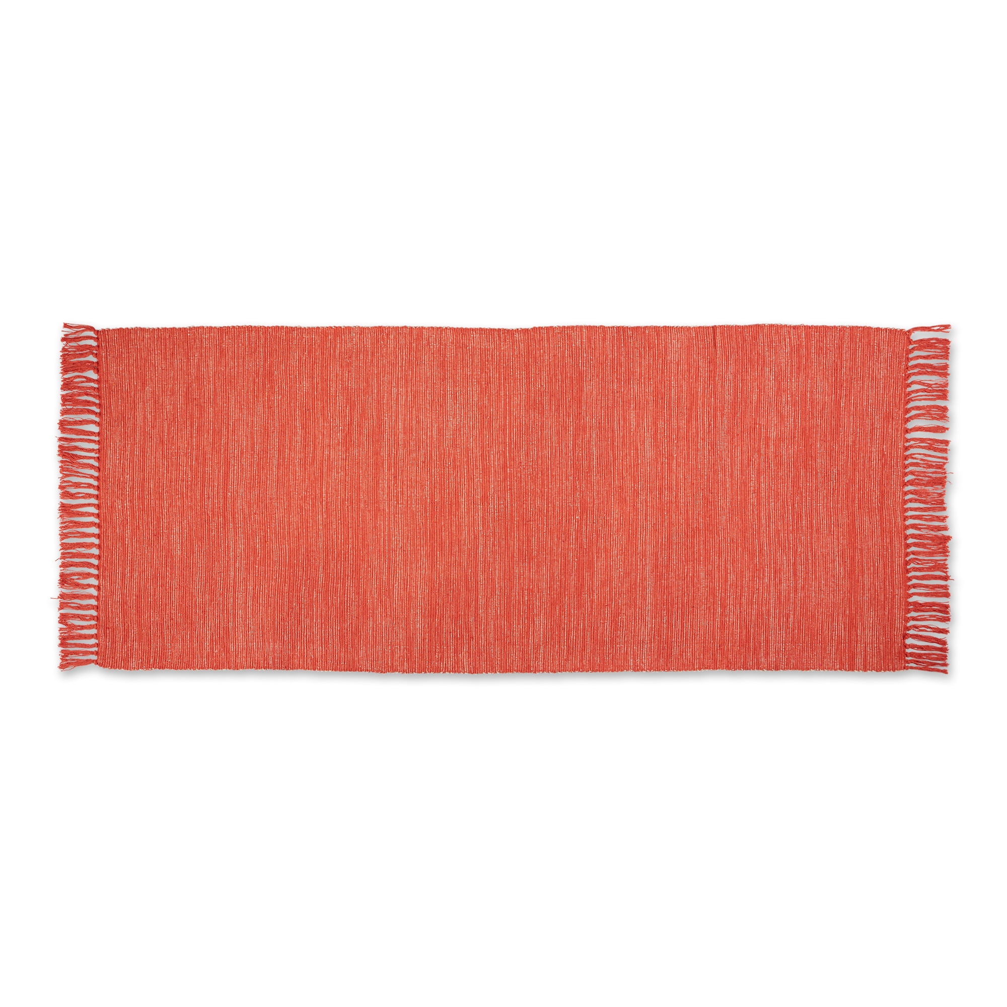 Vintage Red and Off-White Handmade Cotton Rectangular Rug