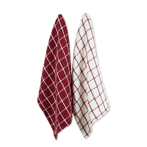 DII Washed Waffle Collection Windowpane Dish Towel, 2 Count