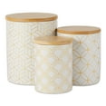 thumbnail image 1 of DII White And Gold Mixed Print Ceramic Canister 3 Piece, 1 of 3