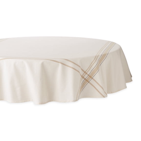 dii 100% cotton machine washable, everyday french stripe kitchen tablecloth for dinner parties, summer & outdoor picnics-70 seats 4 to 6 people, tablecloth-70 round, chambray white