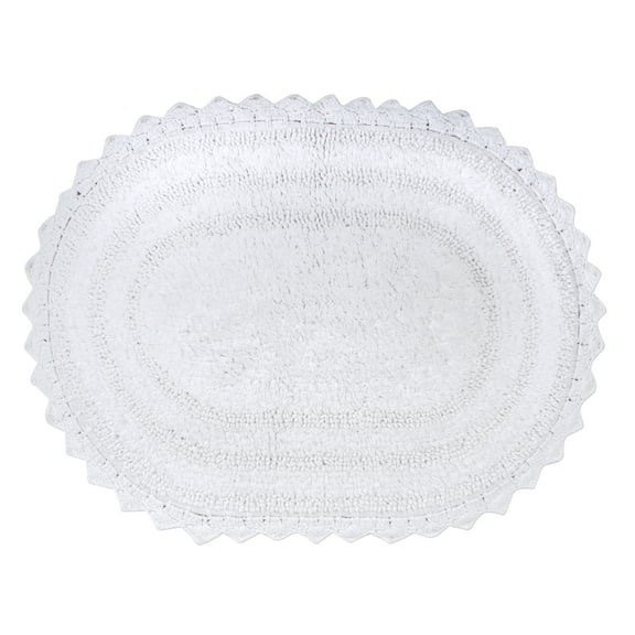DII White Large Oval Crochet Bath Mat