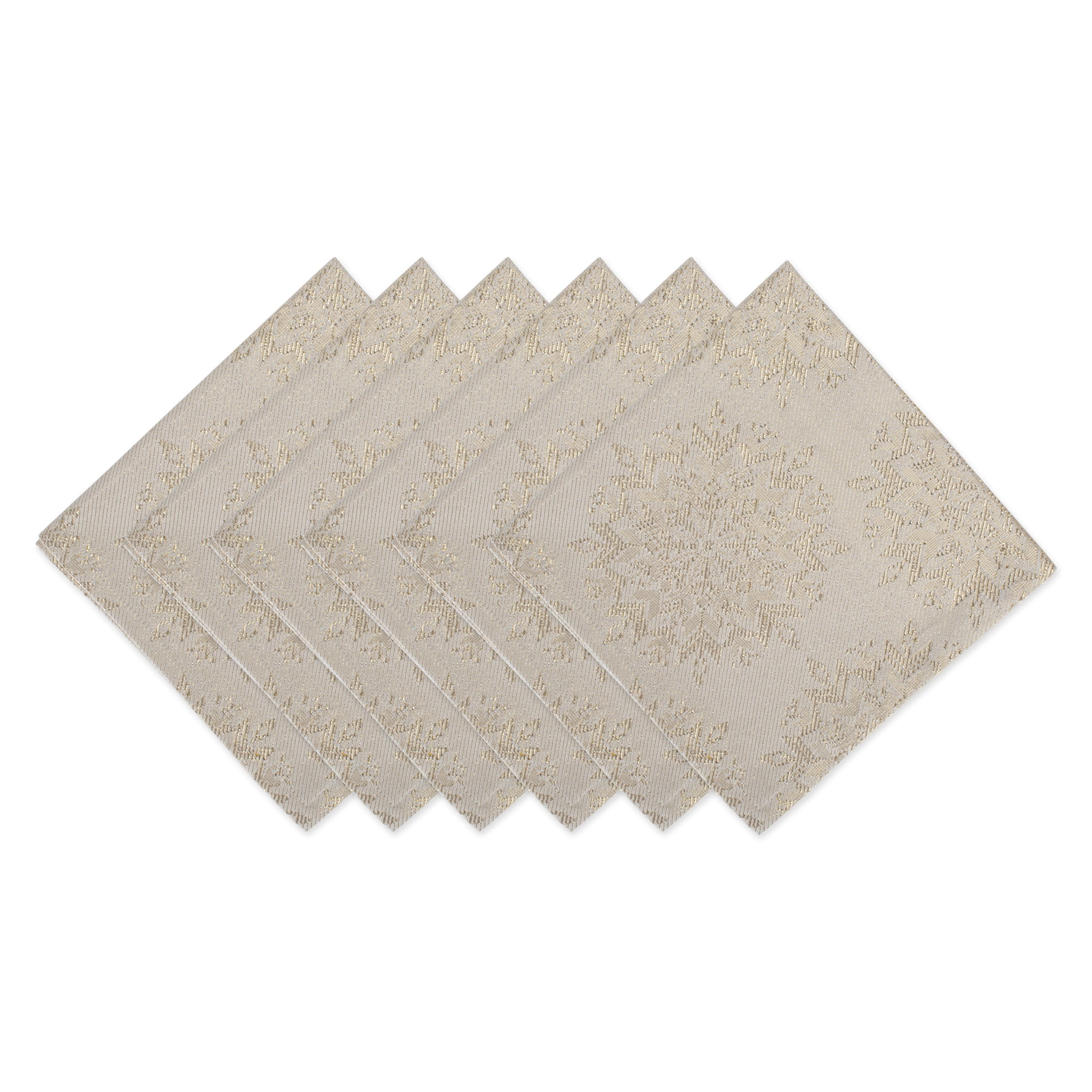 Snowflake Jacquard Beige Cotton Napkin Set, 20x20, 6 Piece
