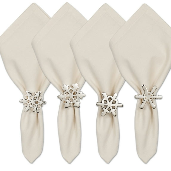 DII Winter Sparkling Snowflake Napkin Rings, Set of 4, Casted Metal, Multiple Colors/Patterns