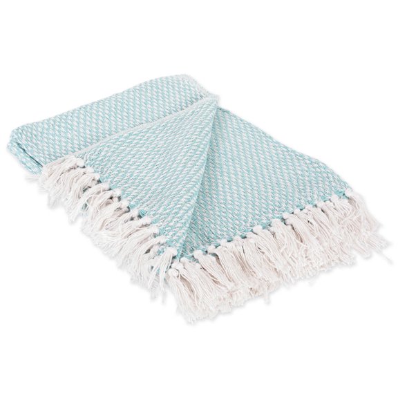 DII Woven Decorative Throw, 50"x60", 100% Cotton, Aqua