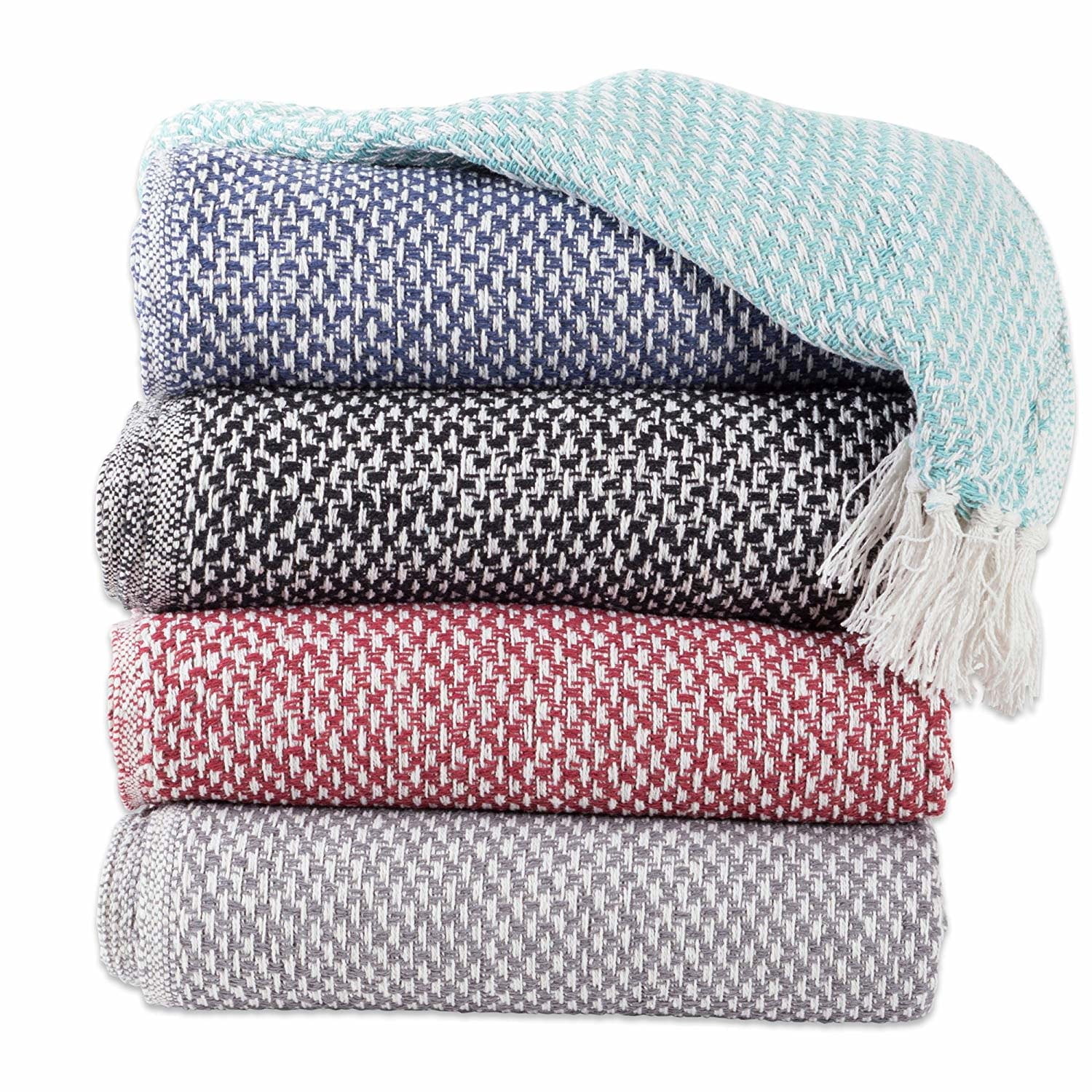 Cozy Classic Cotton Sherpa Throw Blanket 50"x60" - Black
