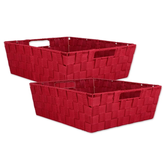 DII Woven Nylon Trapezoid Storage Bin, Red, Tray