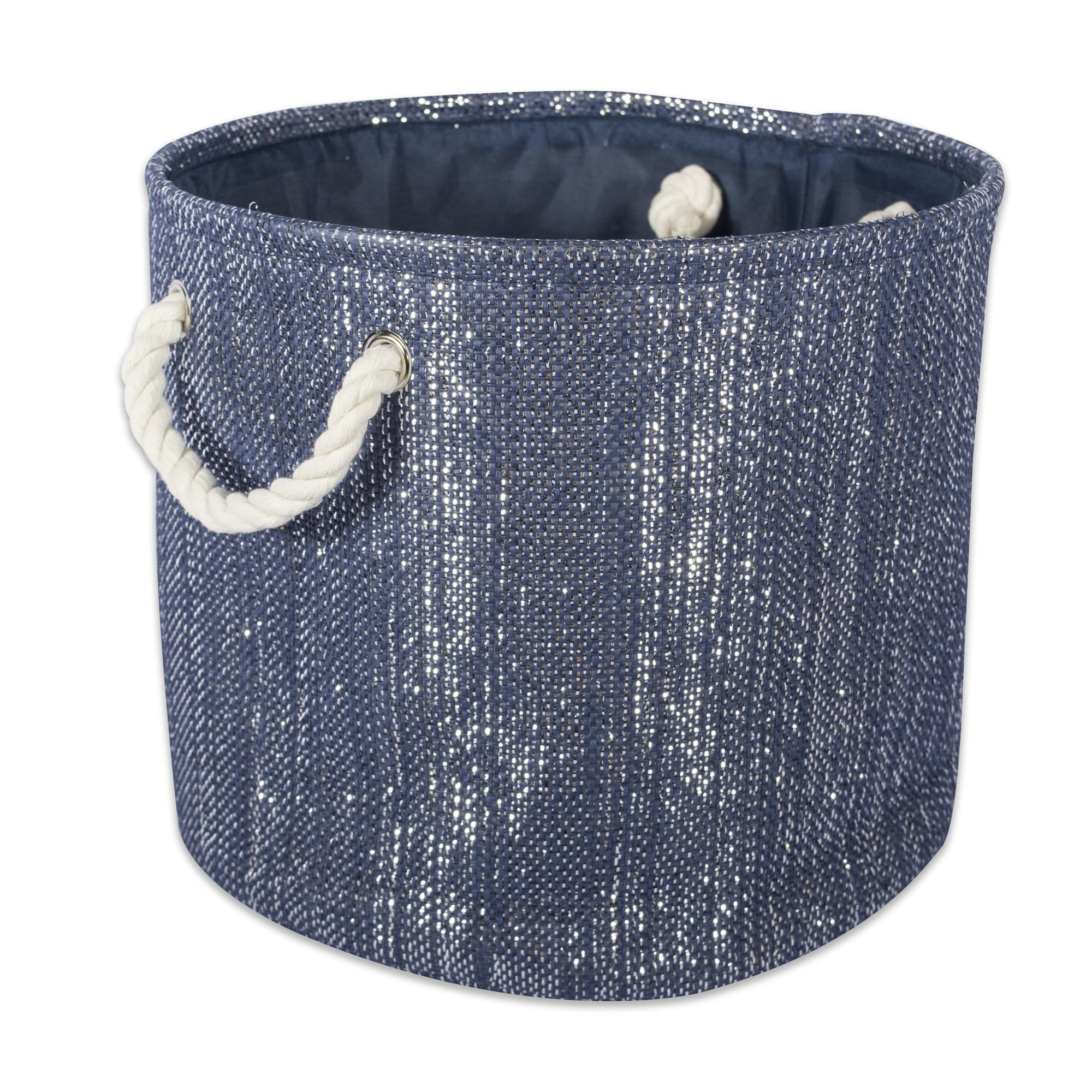 DII Woven Paper Storage Bin, Metallic Lurex, Nautical Blue, Small Round ...