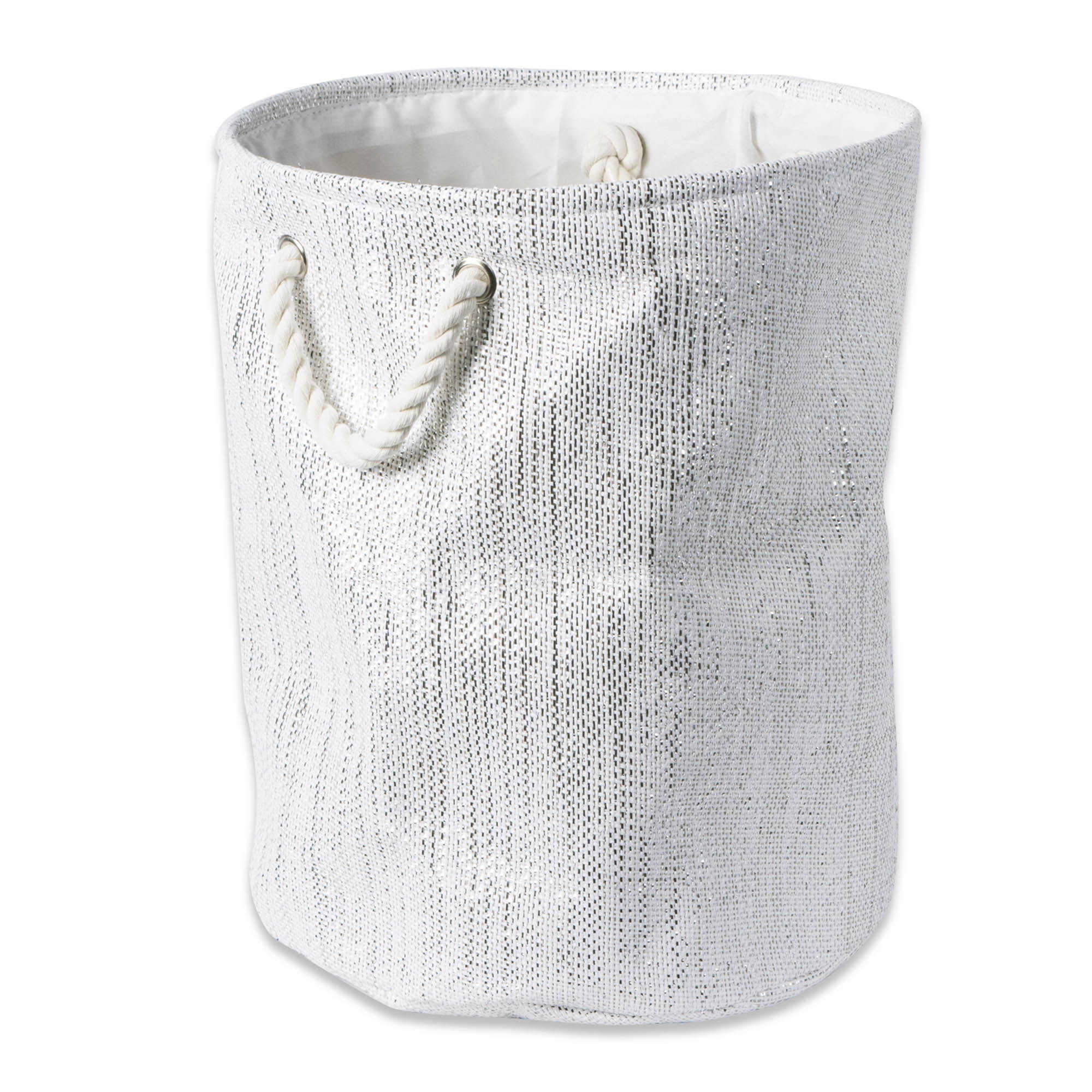 DII Woven Paper Storage Bin, Metallic Lurex, White, Medium Round ...