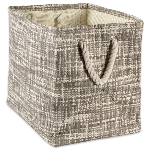 DII Rectangle Modern Style Paper Tweed Medium Storage Bin in Gray