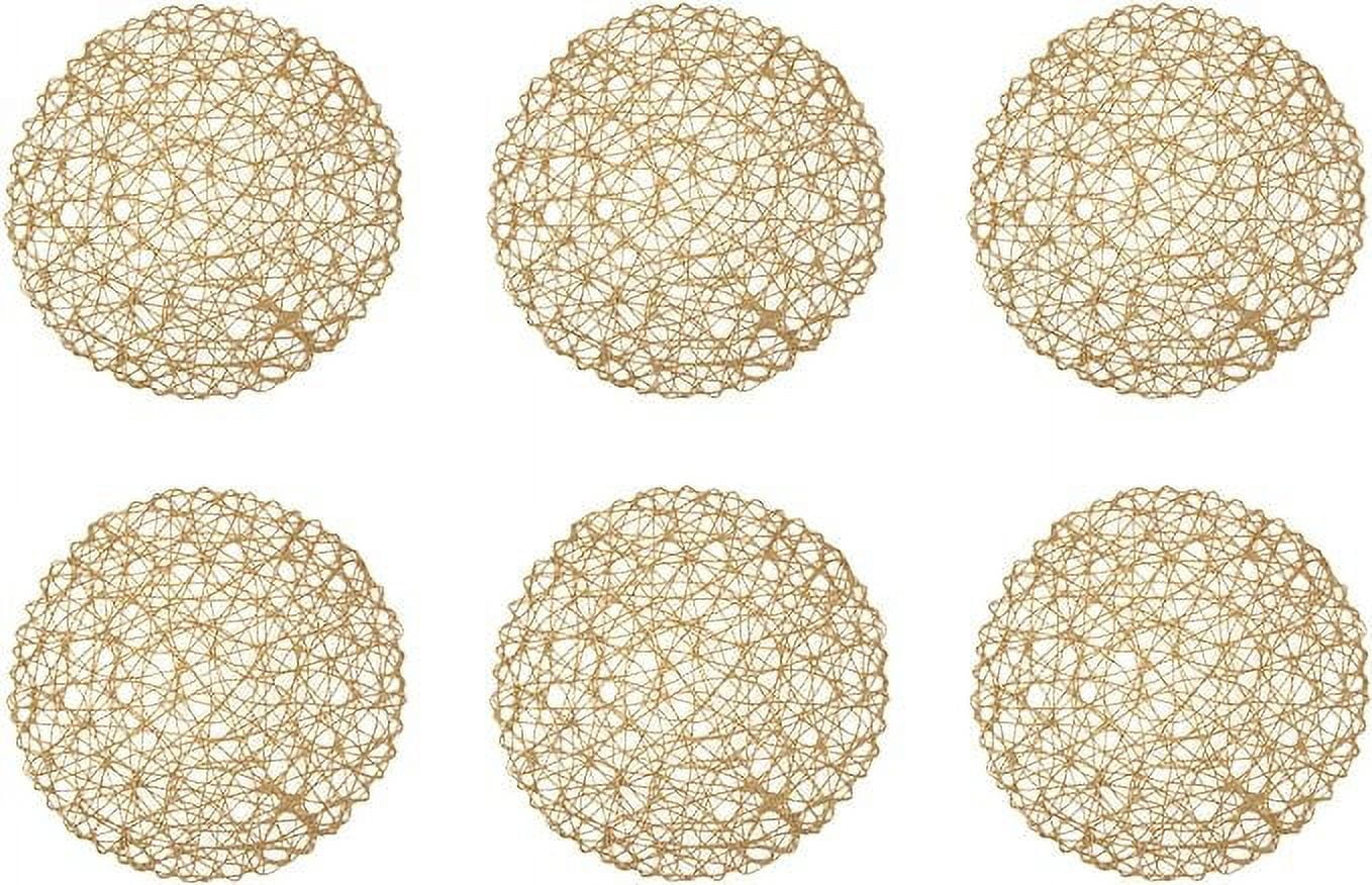 DII Round Modern Polypropylene Woven Placemat in Metallic Silver (Set of 4