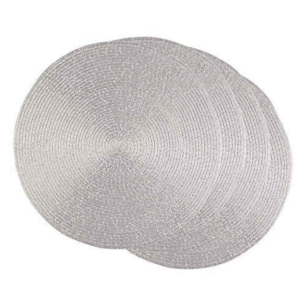 Set of 4 Metallic Silver Round Woven Placemats