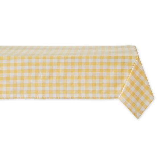 DII Yellow/White Checkers Tablecloth, 60X84", 100% Cotton