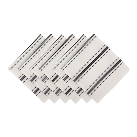 DII Dobby Stripe Napkin Set 6 Piece, Black, 20x20"