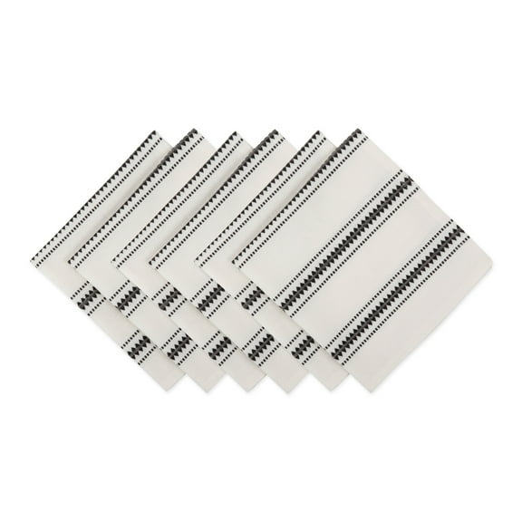 DII Dobby Stripe Napkin Set 6 Piece, Black, 20x20"