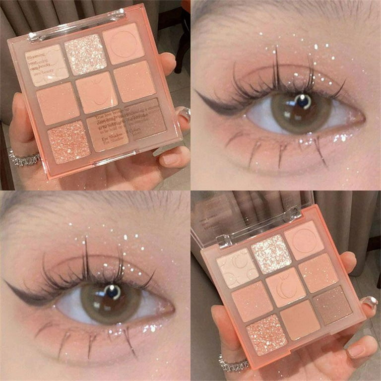 DIKALU New Nine color Eyeshadow Palette Rose Pink Color Pearly Matte Glitter Eyeshadow Shiny Eye Shadow Long lasting Eye Makeup