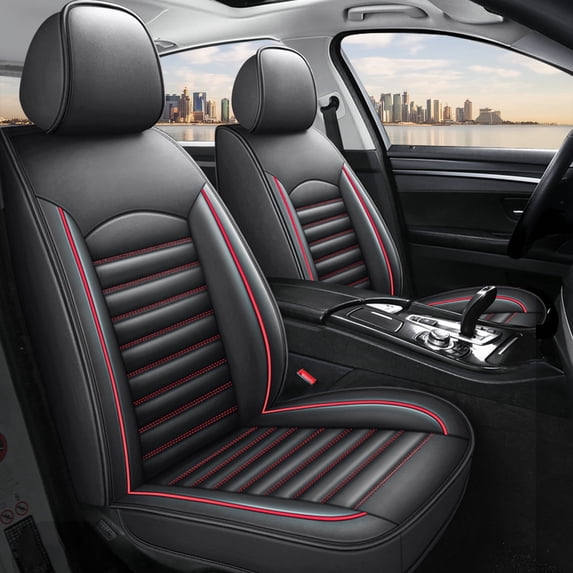 DIKSOAKR Car Seat Cover for Buick Verano 2002-2017 Non-Slip Leather Waterproof Seat Covers Car Seat Protector Compatible Airbag Gray,Front Set( 2 Seats)