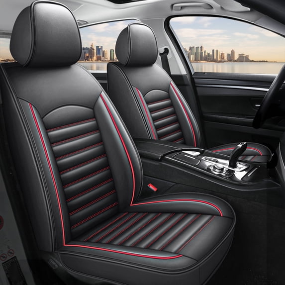 DIKSOAKR Car Seat Cover for Buick Verano 2002-2017 Non-Slip Leather Waterproof Seat Covers Car Seat Protector Compatible Airbag Grey,Front Set( 2 Seats)