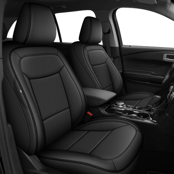 DIKSOAKR Car Seat Cover Fit for Ford Explorer 2020 2021 2022 2023 2024 2025 (XLT,ST-Line,Limited,Timberline) 7 Seats - Full Set Customized Black Seat Covers