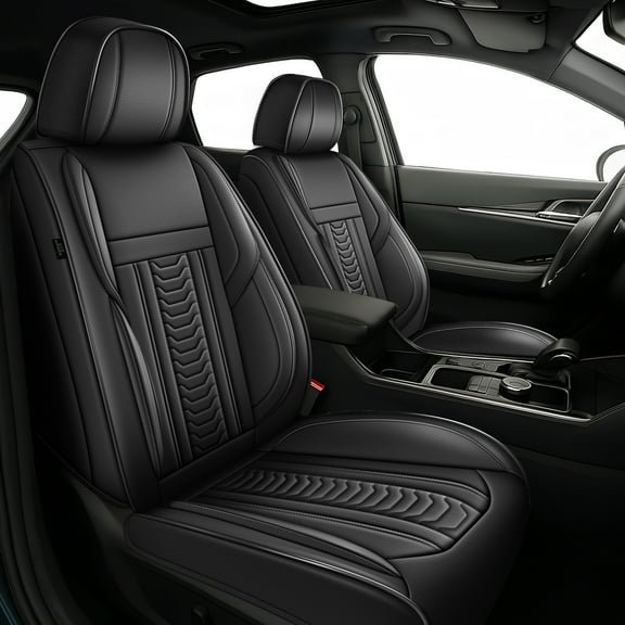 DIKSOAKR Car Seat Covers Front Seats for Chevrolet/Chevy Silverado 2007-2025 Waterproof Leather Seat Covers Cushion Comfort Car Seat Protector Compatible Airbag Black,Front Set(2 Seats)