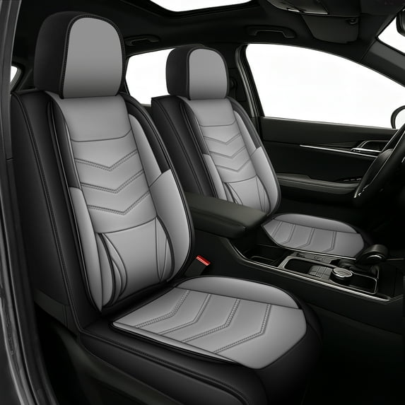 DIKSOAKR Car Seat Covers Front Seats Fit for Ford Ranger(Not Fit Raptor) 2019-2026 Waterproof Leather Front and Back Car Seat Covers Protectors Grey,Front Set(2 Seats)