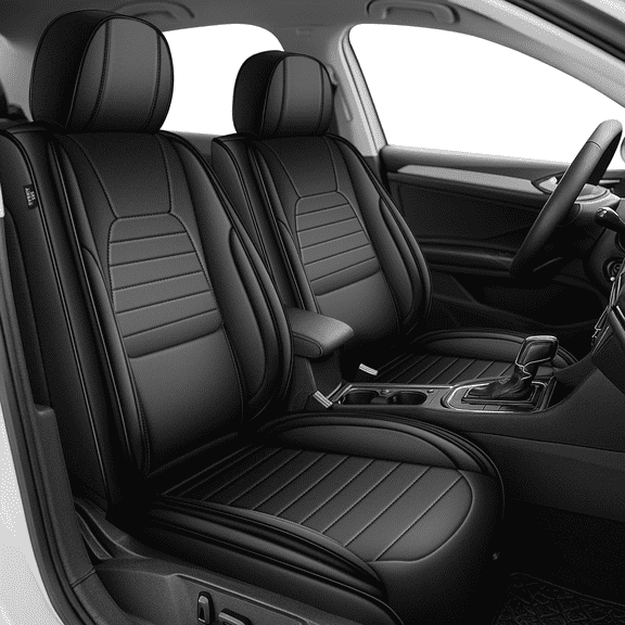 DIKSOAKR Car Seat Covers Front Seats Fit for Volvo V90 2017-2024 Waterproof Leather Seat Covers Cushion Comfort Car Seat Protector Compatible Airbag(Black,2 Seats)