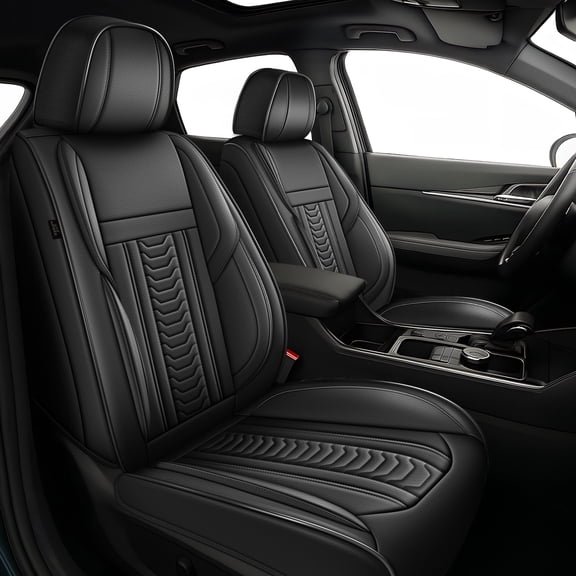 DIKSOAKR Car Seat Covers Front Seats for Ford Taurus 2002-2019 Waterproof Leather Seat Covers Cushion Comfort Car Seat Protector Compatible Airbag Black,Front Set(2 Seats)