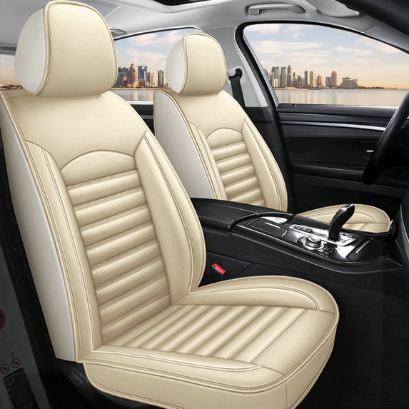 DIKSOAKR Car Seat Covers for Kia Rio 2013-2025 Premium Leather Seat Cover Car Seat Protector Compatible with Airbag Beige,Front Set( 2 Seats)