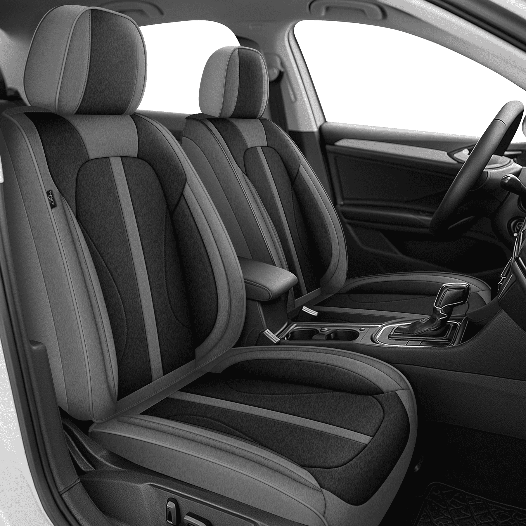 DIKSOAKR Car Seat Covers Front Seats for Nissan Pathfinder 2011-2024 2025 2 Seats Waterproof Leather Car Seat Covers Protectors with Lumbar Support Grey,Front Set(2 Seats)