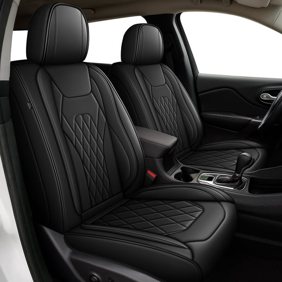 DIKSOAKR Car Seat Covers Front Seats for Volvo XC60 2010-2017 Waterproof Leather Seat Covers Cushion Comfort Car Seat Protector Compatible Airbag Black,Front Set(2 Seats)