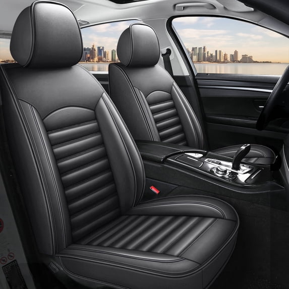 DIKSOAKR Car Seat Covers for Nissan Kicks 2018-2025 Non-Slip Leather Car Seat Protector Compatible Airbag Black,Front Set( 2 Seats)