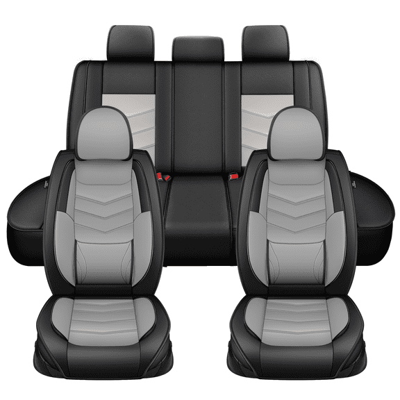 DIKSOAKR Car Seat Covers Full Set Fit for Lexus LS 460/500 2007-2023 Premium Leather Seat Covers with Lumbar Support,Waterproof Auto Protectors Cushions Grey,Full Set(2 Row 5 Seats)