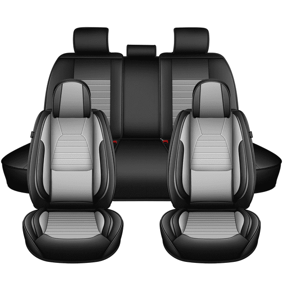 DIKSOAKR Car Seat Covers Full Set Fit for Toyota bZ4X 2023-2024 2025 Waterproof Leather Seat Covers Cushion Lumbar Support Comfort Automotive Interior(Grey,5 Seats)