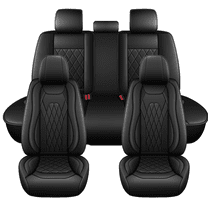 DIKSOAKR Car Seat Covers Full Set for Honda CR-V 2007-2025 Faux Leather Waterproof Comfort Full Set Car Seat Covers Lumbar Support Seat Cushion Black,Full Set(2 Row 5 Seats)
