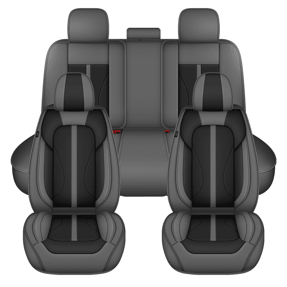 DIKSOAKR Car Seat Covers Full Set for Jeep Patriot 2007-2017 5 Seats Waterproof Leather Front and Back Car Seat Covers Protectors Grey,Full Set(2 Row 5 Seats)