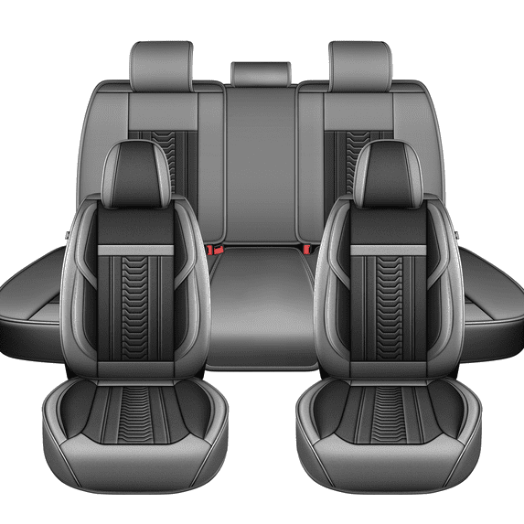 DIKSOAKR Car Seat Covers Full Set for Kia K5 2021-2025 5 Seats Waterproof Leather Front and Back Car Seat Covers Protectors Grey,Full Set(2 Row 5 Seats)