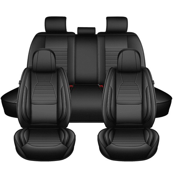 DIKSOAKR Car Seat Covers Full Set for Kia Optima 2002-2020 Faux Leather Waterproof Comfort Full Set Car Seat Covers Lumbar Support Seat Cushion(Black,5 Seats)