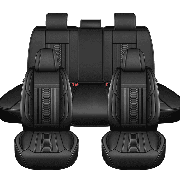 DIKSOAKR Car Seat Covers Full Set for Nissan Rogue 2008-2026 Faux Leather Waterproof Comfort Full Set Car Seat Covers Lumbar Support Seat Cushion Black,Full Set(2 Row 5 Seats)