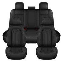 DIKSOAKR Car Seat Covers Full Set for Nissan Versa 2009-2024 2025 Faux Leather Waterproof Comfort Full Set Car Seat Covers Lumbar Support Seat Cushion Black,Full Set(2 Row 5 Seats)