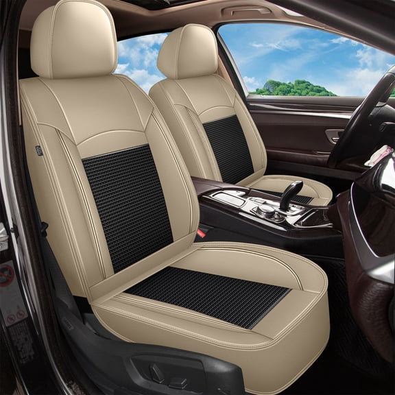 DIKSOAKR Car Seat Covers for Lexus RX 350 2007-2026 Breathable Waterproof Leather Seat Covers Car Seat Protector Compatible Airbag Beige,Front Set( 2 Seats)