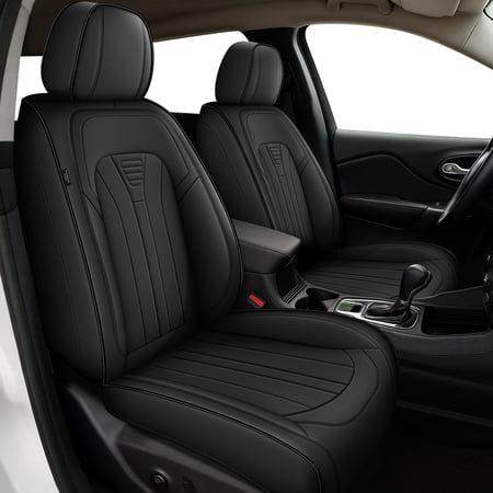 DIKSOAKR Car Seat Covers for Chevrolet Chevy Traverse 2018-2025 Waterproof Leather Car Seat Protector Compatible Airbag Black,Front Set(2 Seats)