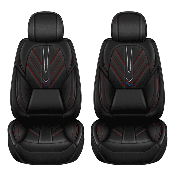 DIKSOAKR Fit for Acura TSX 2009-2014 Seat Covers Front Set Waterproof Faux Leather with Lumbar Support Comfortable Automotive Seat Cushion (2 Seat, Black+Red Line)
