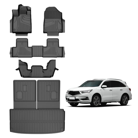 DIKSOAKR Floor Mats & Cargo Liner Fit for Acura MDX 2022-2026 7-Seat All Weather Protection TPE Floor Liners-Custom Fit TPE Floor Liners for MDX 1st & 2nd Row & 3nd Row Floor Mats & Trunk Mat