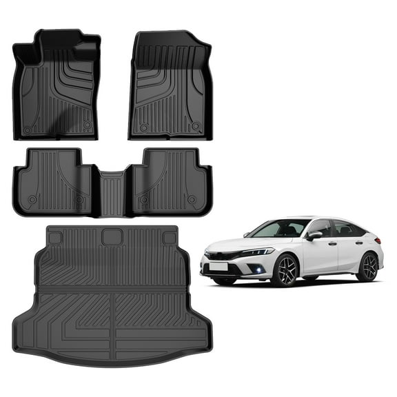 DIKSOAKR Floor Mats & Cargo Liner Fit for Honda Civic Hatchback 2022-2026 Original All Weather TPE Floor Liners Trunk Mat Civic Hatchback Accessories Cargo Tray (Not for Hybrid/Sedan/Si)