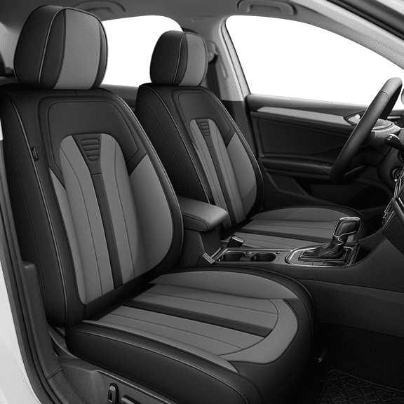 DIKSOAKR Front Car Seat Covers for Jeep Patriot 2007-2017 Luxery Waterproof Car Seat Covers Cushion Protector with Lumbar Support Grey,Front Set(2 Seats)