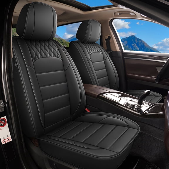 DIKSOAKR Front Seat Covers Fit for Hyundai Equus 2011-2016 Comfort Leather Waterproof Car Seat Cover Car Seat Protector Cushion Black,Front Set(2 Seats)